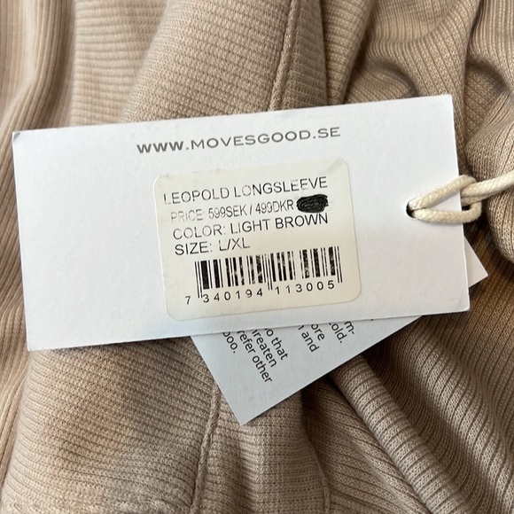 Movesgood Leeopold Ribbed Polo Shirt Bamboo Lyocell Tan NWT Sz L/XL - Picture 6 of 11